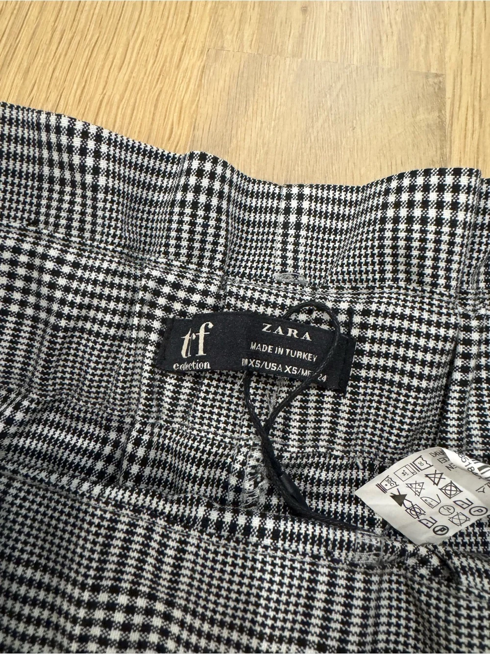 Zara Black & White Glen Plaid Paperbag Shorts